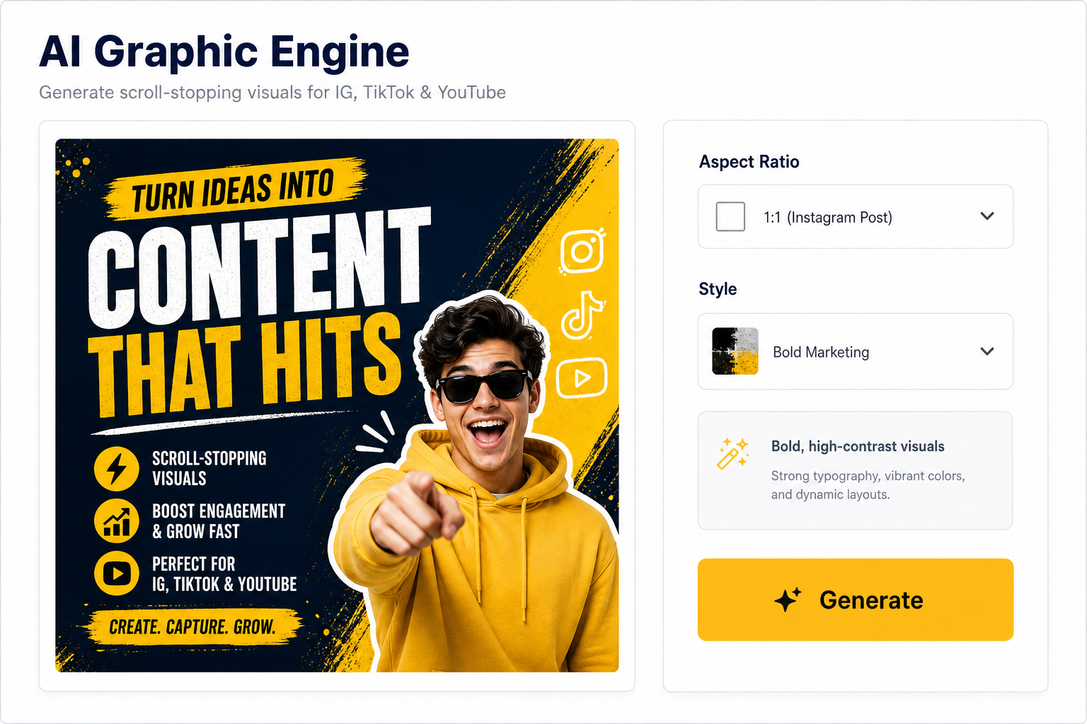 AI Graphic Engine generating a social media visual